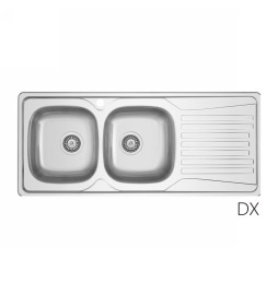 LAVELLO INCASSO IN ACCIAIO INOX MOD. LS01 116x50 CM cm. 116 gocciolatoio sx