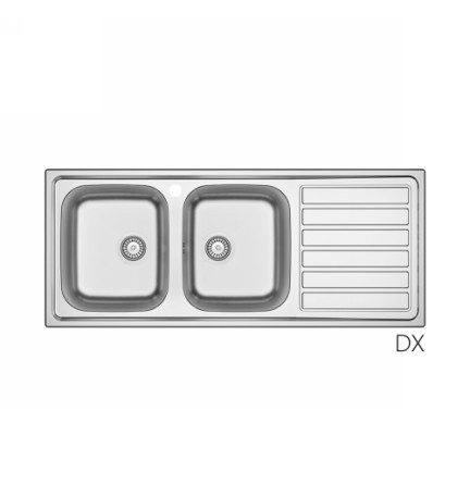 LAVELLO INCASSO IN ACCIAIO INOX MOD. LS03 CM 120X50 cm. 120 gocciolatoio sx