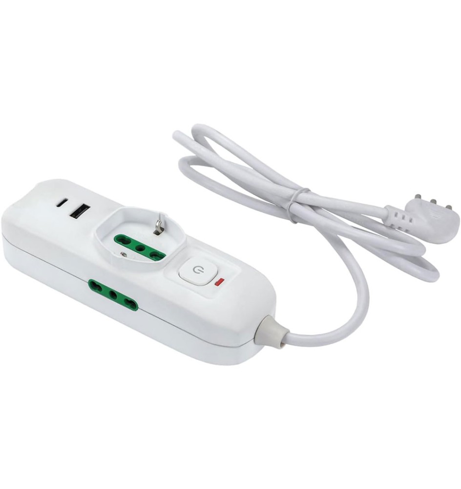 MULTIPRESA MINI 'TRIAX 2' mt. 1,5 - colore bianco