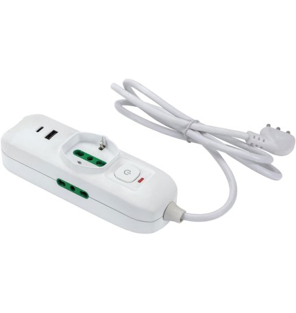 MULTIPRESA MINI 'TRIAX 2' mt. 1,5 - colore bianco