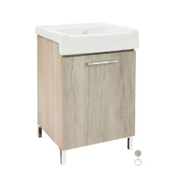 MOBILE LAVATOIO CON LAVABO IN CERAMICA 1 ANTA Rovere Rosa - LxP 50x50 cm