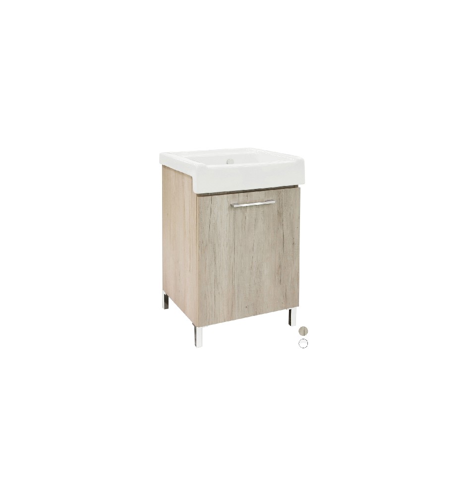 MOBILE LAVATOIO CON LAVABO IN CERAMICA 1 ANTA Rovere Rosa - LxP 50x50 cm