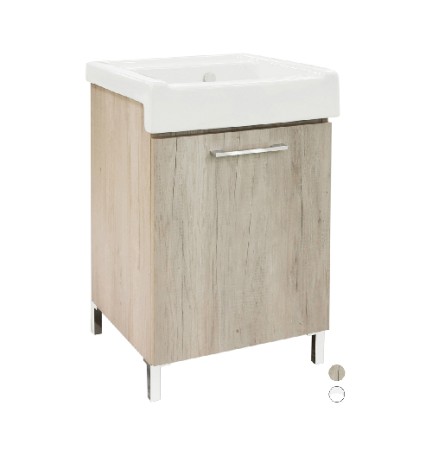 MOBILE LAVATOIO CON LAVABO IN CERAMICA 1 ANTA Rovere Rosa - LxP 50x50 cm