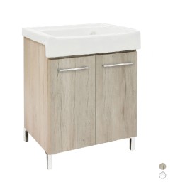 MOBILE LAVATOIO CON LAVABO IN CERAMICA 2 ANTE Cemento - LxP 75x50 cm