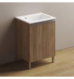 MOBILE LAVATOIO CON LAVABO IN CERAMICA E MANIGLIA A GOLA Rovere Rosa - LxP 60x50 cm