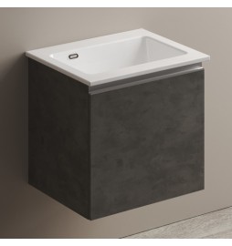 MOBILE LAVATOIO SOSPESO CON LAVABO IN CERAMICA E MANIGLIA A GOLA Rovere Rosa - LxP 60x50 cm