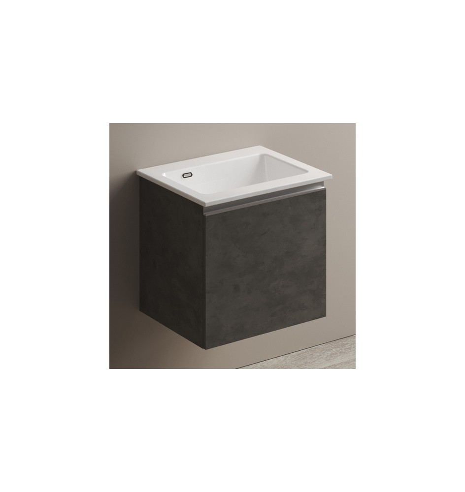 MOBILE LAVATOIO SOSPESO CON LAVABO IN CERAMICA E MANIGLIA A GOLA Rovere Rosa - LxP 60x50 cm