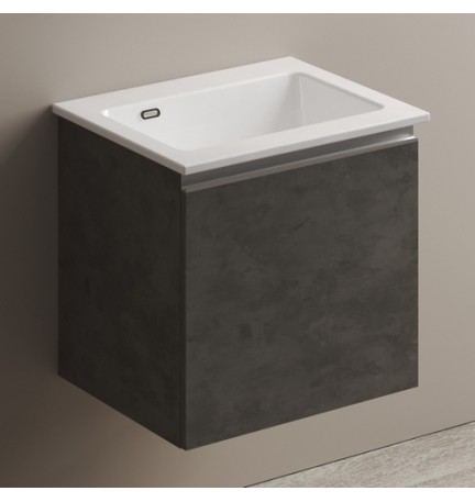 MOBILE LAVATOIO SOSPESO CON LAVABO IN CERAMICA E MANIGLIA A GOLA Rovere Rosa - LxP 60x50 cm