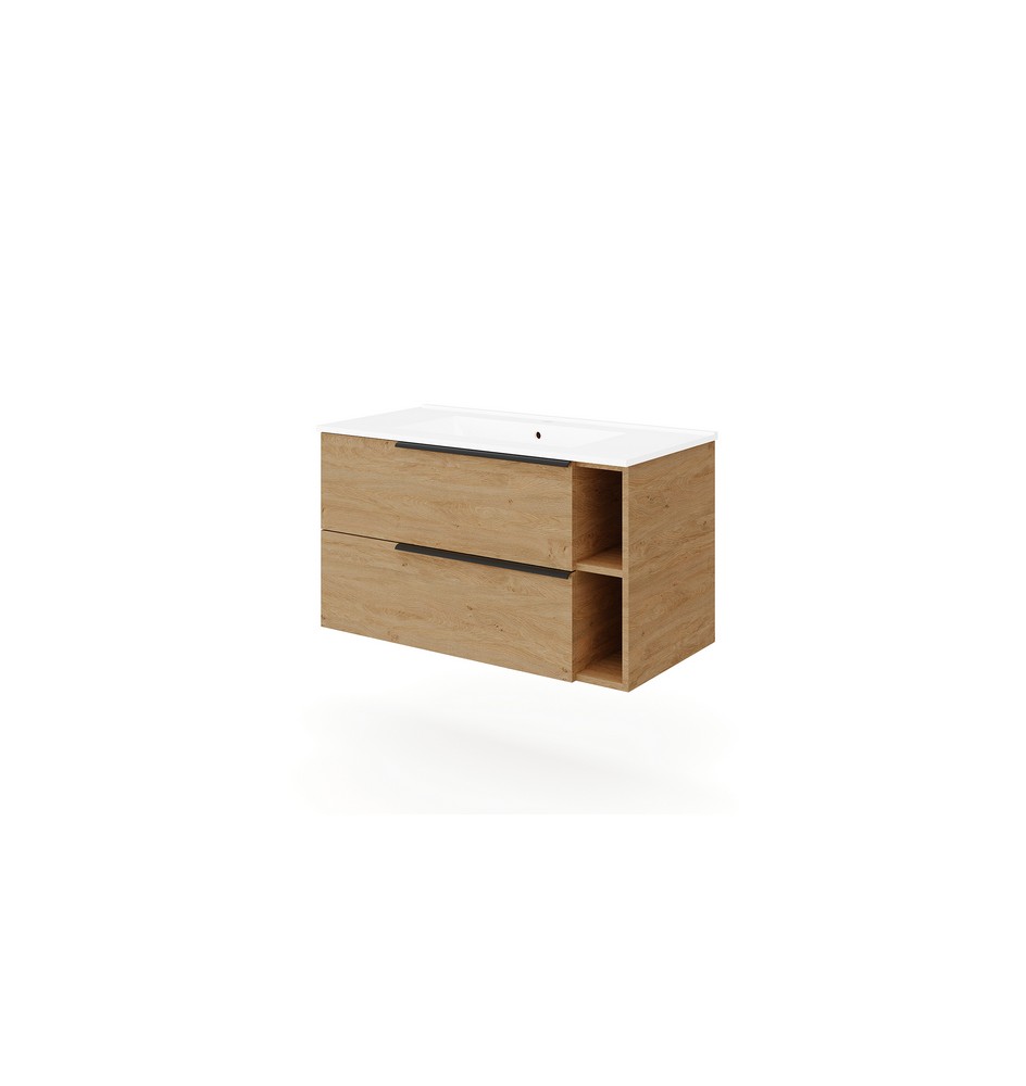 BASE SOSPESA MOBILE BAGNO CON LAVABO MOD. LOFT cm 91x46 Rovere naturale