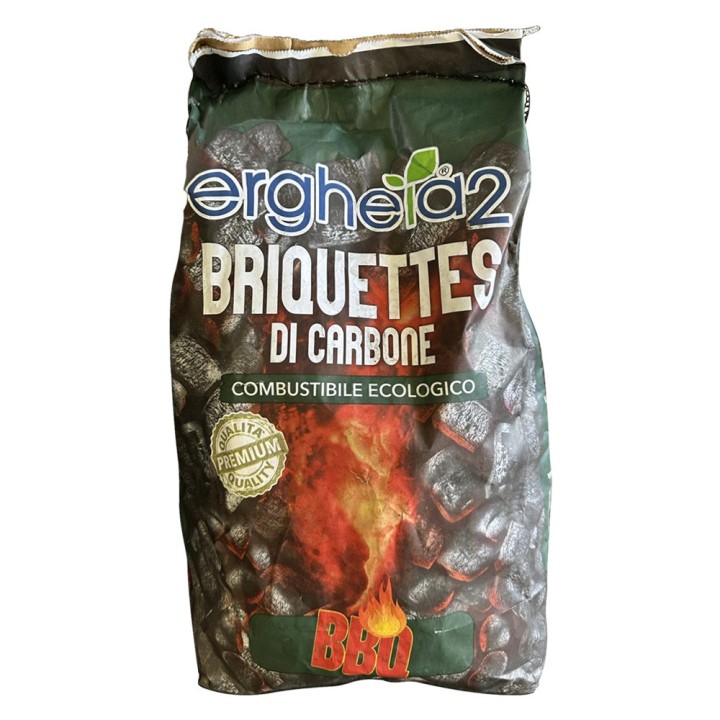 BRICCHETTE DI CARBONE VEGETALE PER GRILL 'ERGHEIA2' Kg 3 ca.