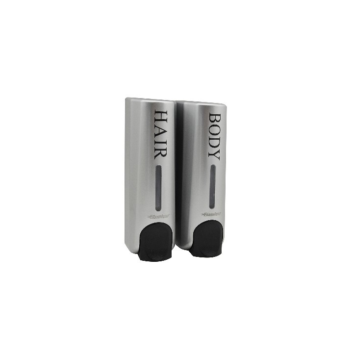 DISPENSER DI SAPONE LIQUIDO A PARETE DOUBLE SILOS Lt 0,35 x 2 - H. 215 mm