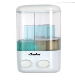 DISPENSER DI SAPONE LIQUIDO A PARETE DUE VANI Lt 0.48 x 2 - H. 220 mm