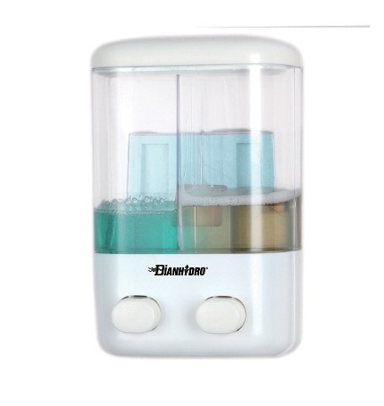 DISPENSER DI SAPONE LIQUIDO A PARETE DUE VANI Lt 0.48 x 2 - H. 220 mm