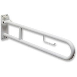 BARRA DI SOSTEGNO RIBALTABILE CON PORTACARTA IGIENICA cm. 85 Acciaio Inox