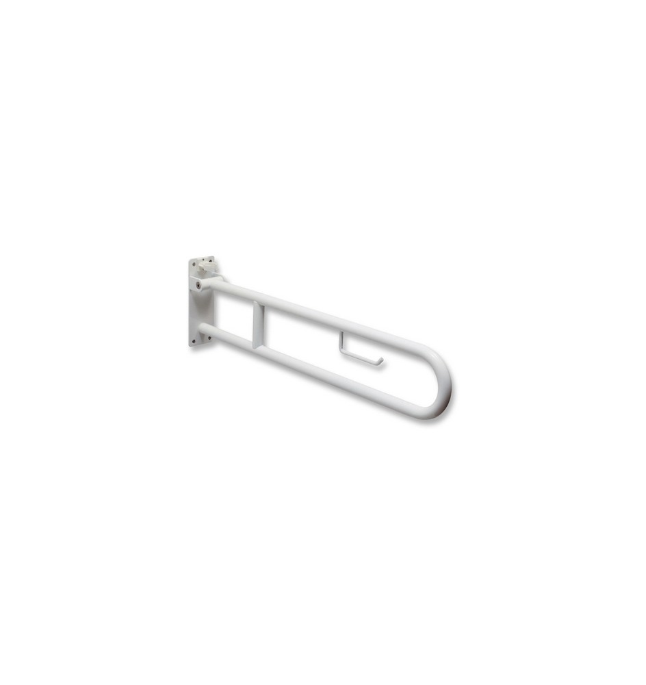 BARRA DI SOSTEGNO RIBALTABILE CON PORTACARTA IGIENICA cm. 85 Acciaio Inox