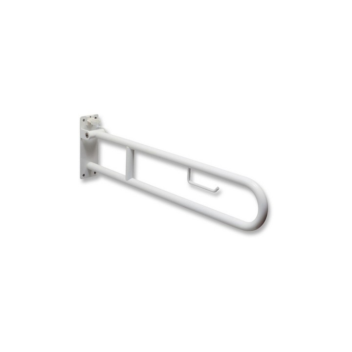 BARRA DI SOSTEGNO RIBALTABILE CON PORTACARTA IGIENICA cm. 85 Acciaio Inox