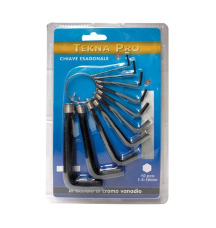 SERIE 10 CHIAVI ESAGONALI TEKNA PRO C/ANELLO NERO