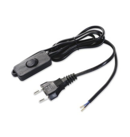 CAVO 1,5 M 2X0,75 C/INTERRUTTORE NERO