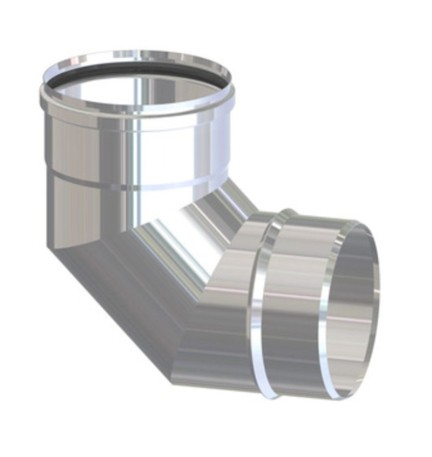 GOMITO INOX AISI 304 P/PELLET 90 8 CM