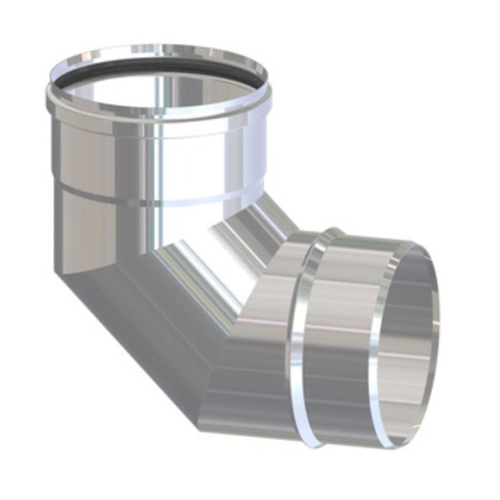 GOMITO INOX AISI 304 P/PELLET 90 8 CM