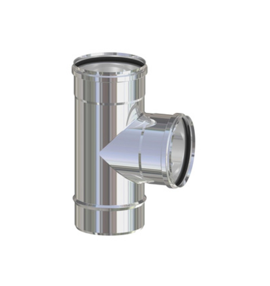 RACCORDO A T INOX ATTACCO FFM P/PELLET D 8 CM