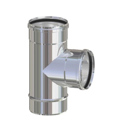 RACCORDO A T INOX ATTACCO FFM P/PELLET D 8 CM