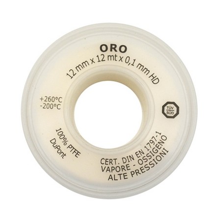 NASTRO PTFE TEFLON ORO 12MM x 12MT x 0.10mm Oro