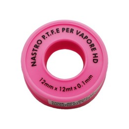 NASTRO PTFE TEFLON PER VAPORE ROSA H. 12 mm x 12 m x 0,1 mm