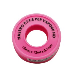 NASTRO PTFE TEFLON PER VAPORE ROSA H. 12 mm x 12 m x 0,1 mm