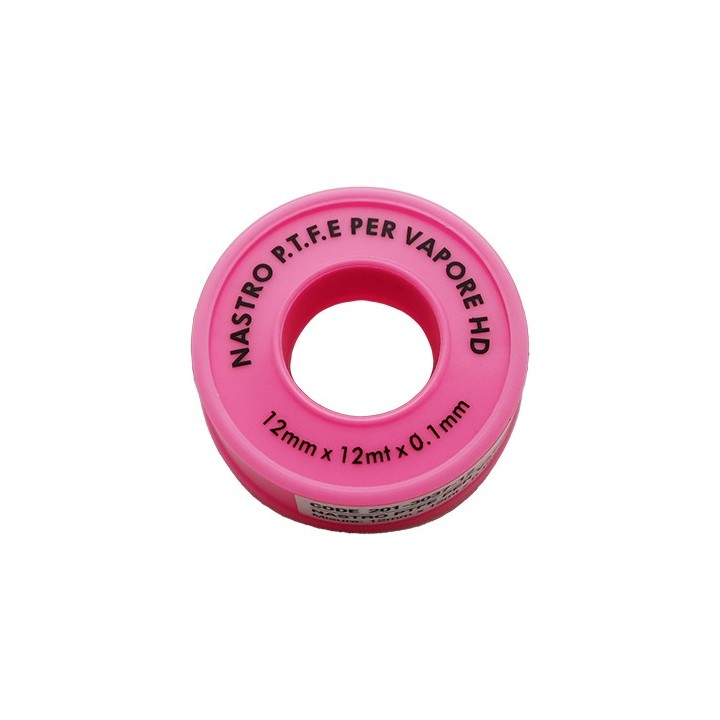 NASTRO PTFE TEFLON PER VAPORE ROSA H. 12 mm x 12 m x 0,1 mm