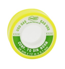 NASTRO P.T.F.E TEFLON DIN USO GAS H 19 mm x 12 m