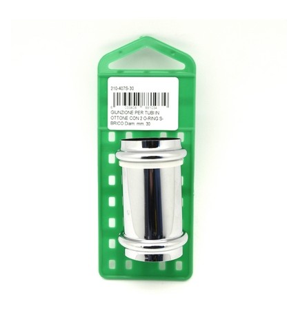 GIUNZIONE PER TUBI IN OTTONE CON 2 O-RING S-BRICO Diam. mm. 26