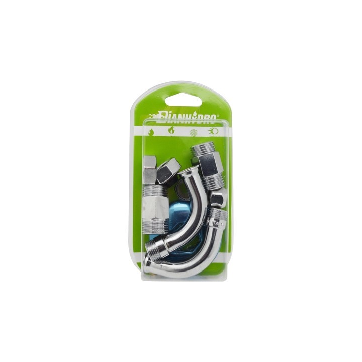 2 PZ CURVETTE SOTTOLAVABO A 90° COMPLETA BLISTER pz. 2 - 1/2 x 3/8 Diam. 10