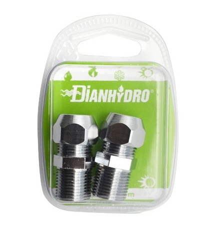 2 PZ NIPPLES BICONO CROMATO PER CANNETTE BLISTER pz.2 x (3/8x3/8) Diam. 10