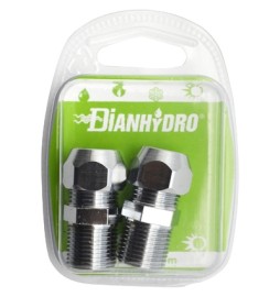 2 PZ NIPPLES BICONO CROMATO PER CANNETTE BLISTER pz.2 x (1/2x3/8) Diam. 10