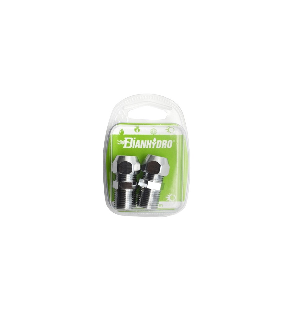 2 PZ NIPPLES BICONO CROMATO PER CANNETTE BLISTER pz.2 x (1/2x3/8) Diam. 10