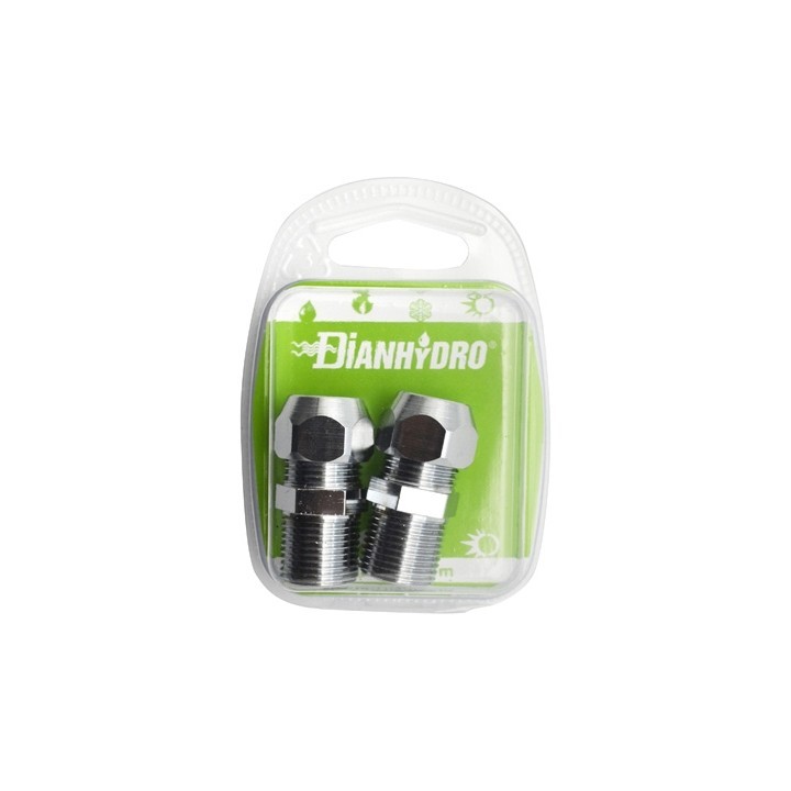 2 PZ NIPPLES BICONO CROMATO PER CANNETTE BLISTER pz.2 x (1/2x3/8) Diam. 12