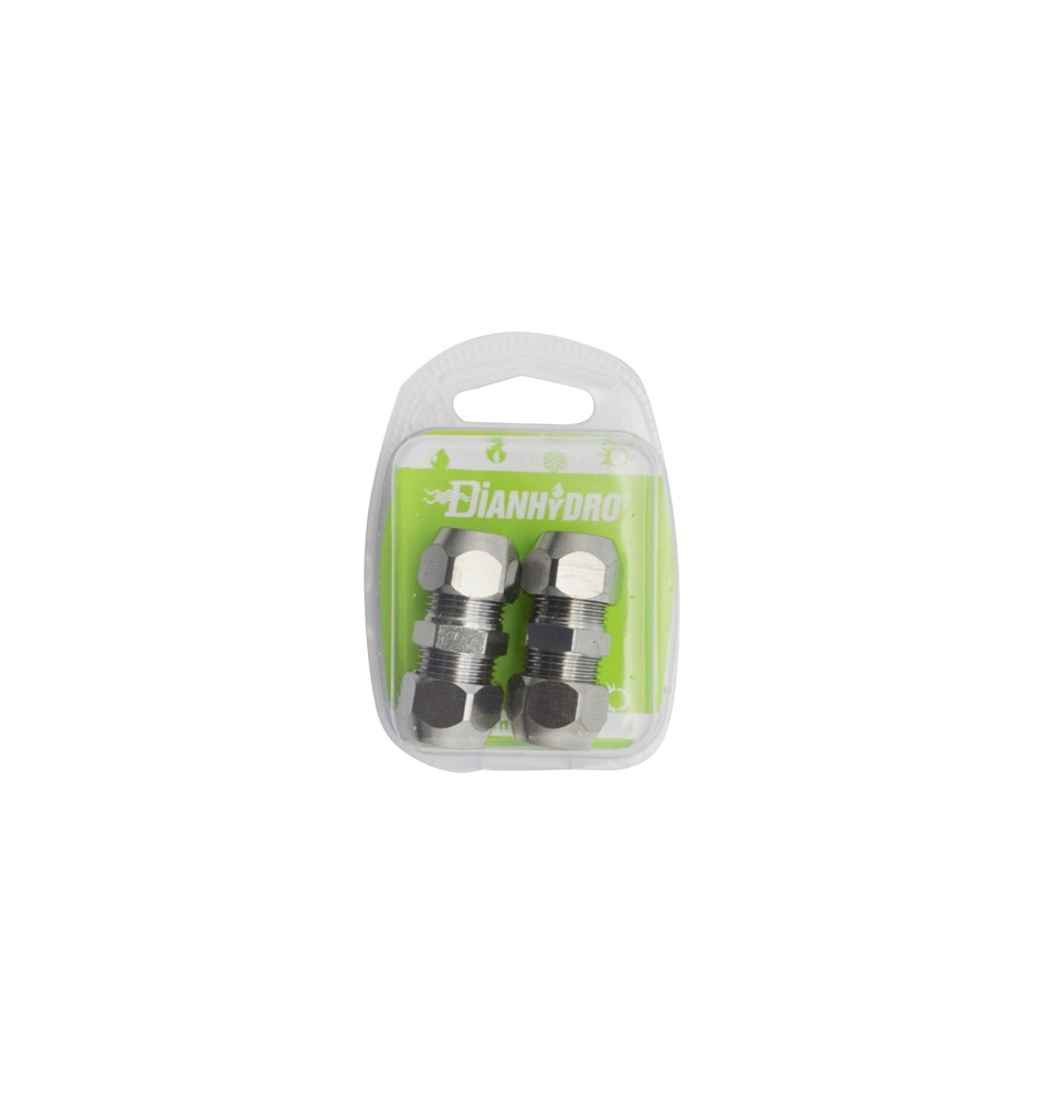 2 PZ RACCORDI DIRITTI DOPPI CON DADI CONICI CROMATI BLISTER pz.2 x (1/2x1/2) Diam.12