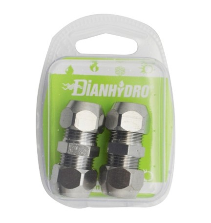 2 PZ RACCORDI DIRITTI DOPPI CON DADI CONICI CROMATI BLISTER pz.2 x (1/2x1/2) Diam.12