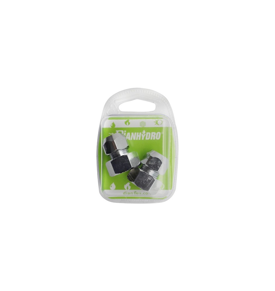2 PZ RACCORDI MF CON DADI CONICI CROMATI BLISTER pz.2 x (3/8x3/8) Diam. 10