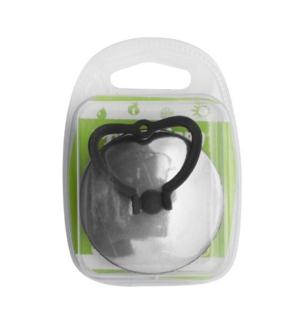 TAPPO IN GOMMA NERA CON MANIGLIA E ROSETTA CROMATA BLISTER Diam. 52