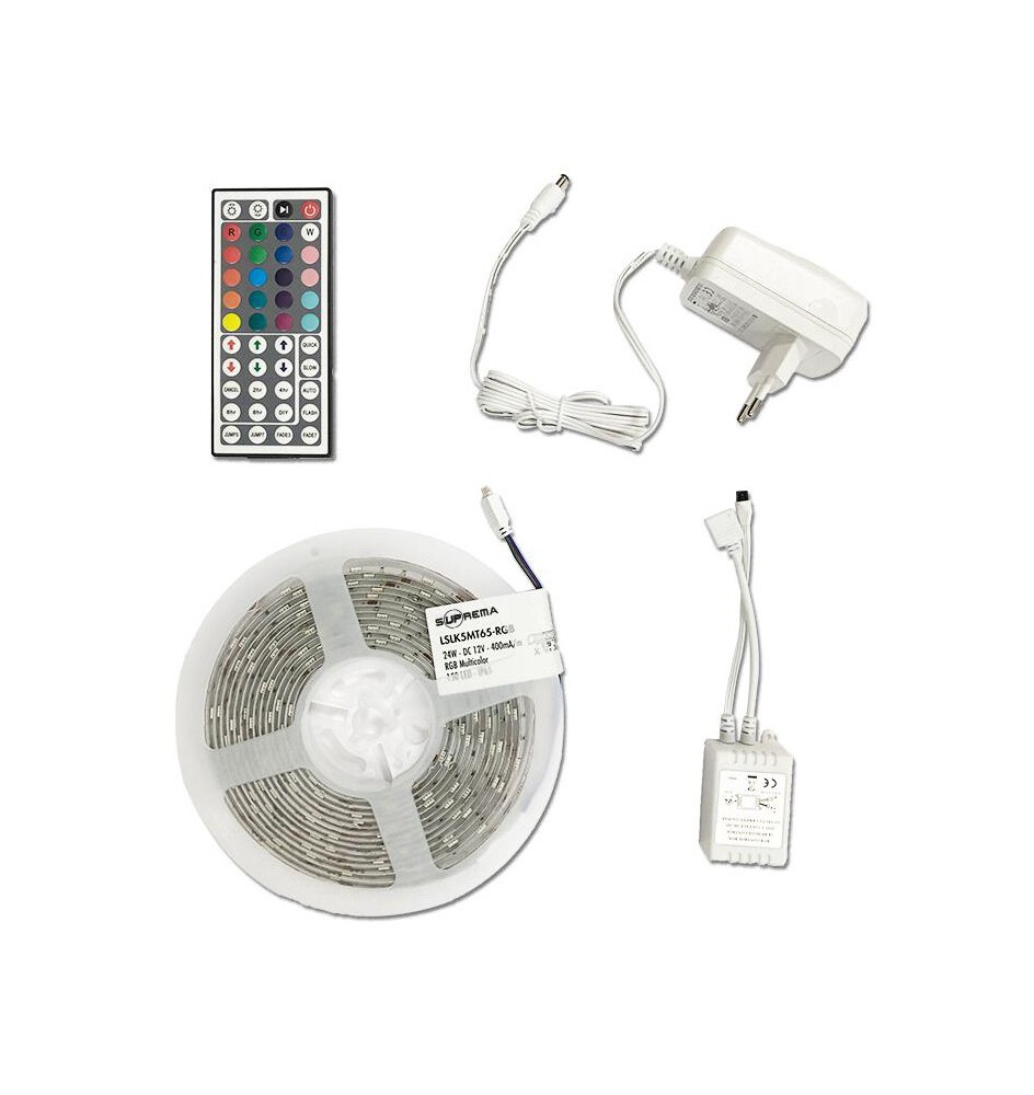 KIT STRIP LED 16W 5 M IP65 RGB C/TELECOMANDO