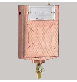 CASSETTA INCASSO RAME WC SINGOLO PULSANTE - 10 LT PLACCA DI COPERTURA BIANCA