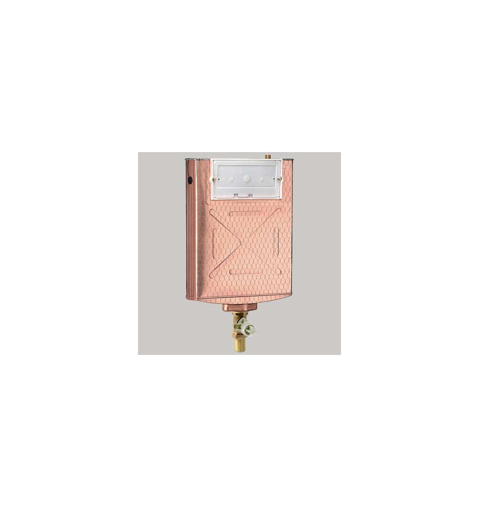 CASSETTA INCASSO RAME WC SINGOLO PULSANTE - 10 LT PLACCA DI COPERTURA BIANCA