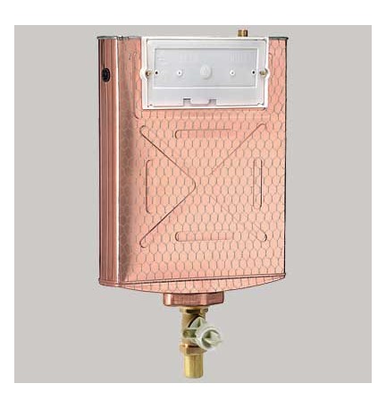 CASSETTA INCASSO RAME WC SINGOLO PULSANTE - 10 LT PLACCA DI COPERTURA BIANCA