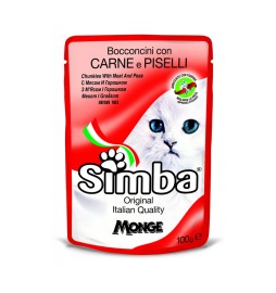 CIBO GATTO MONGE SIMBA 100 G CARNE E PISELLI