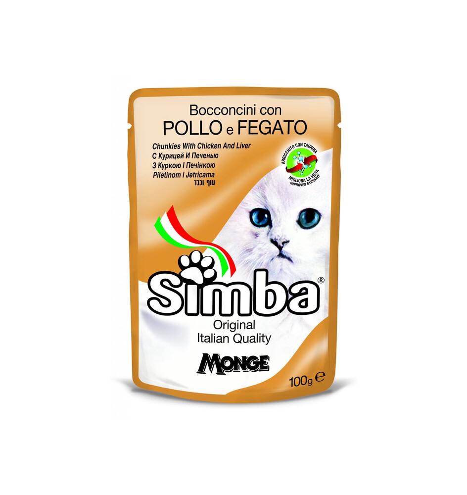 CIBO GATTO MONGE SIMBA 100 G POLLO E FEGATO