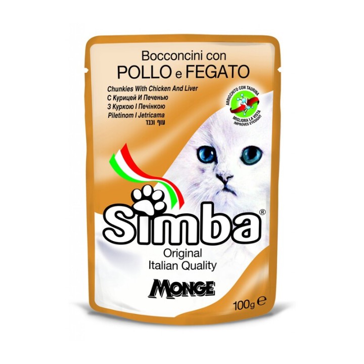 CIBO GATTO MONGE SIMBA 100 G POLLO E FEGATO