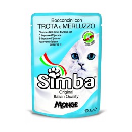 CIBO GATTO MONGE SIMBA 100 G TROTA E MERLUZZO