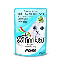 CIBO GATTO MONGE SIMBA 100 G TROTA E MERLUZZO